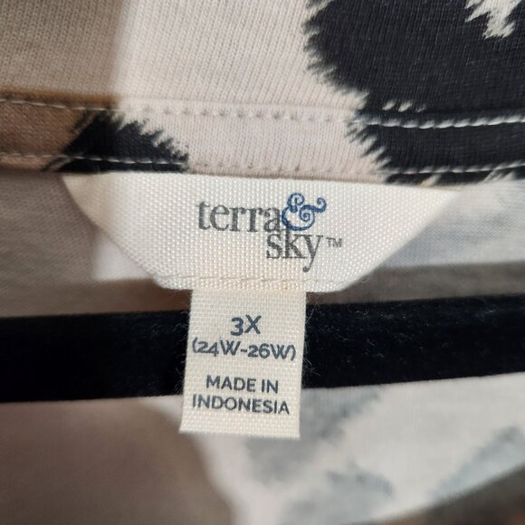 Terra & Sky Dress Womens 3X Leopard Print Flutter Sleeve T-Shirt Dress Beige Bla - Picture 2 of 14